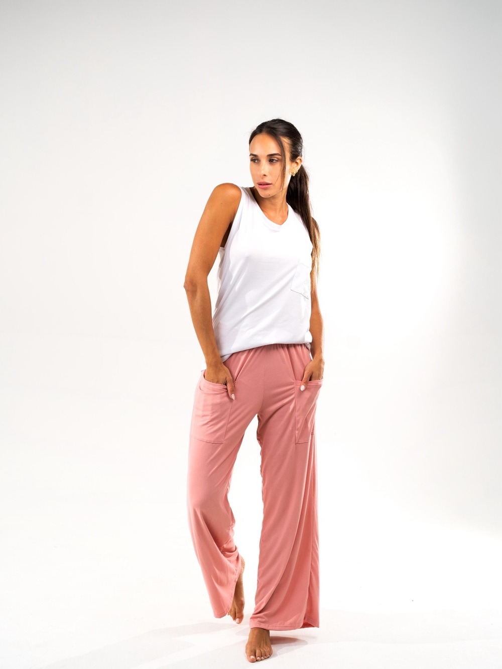 Relaxed Wide-Leg Pink Lounge Pants
